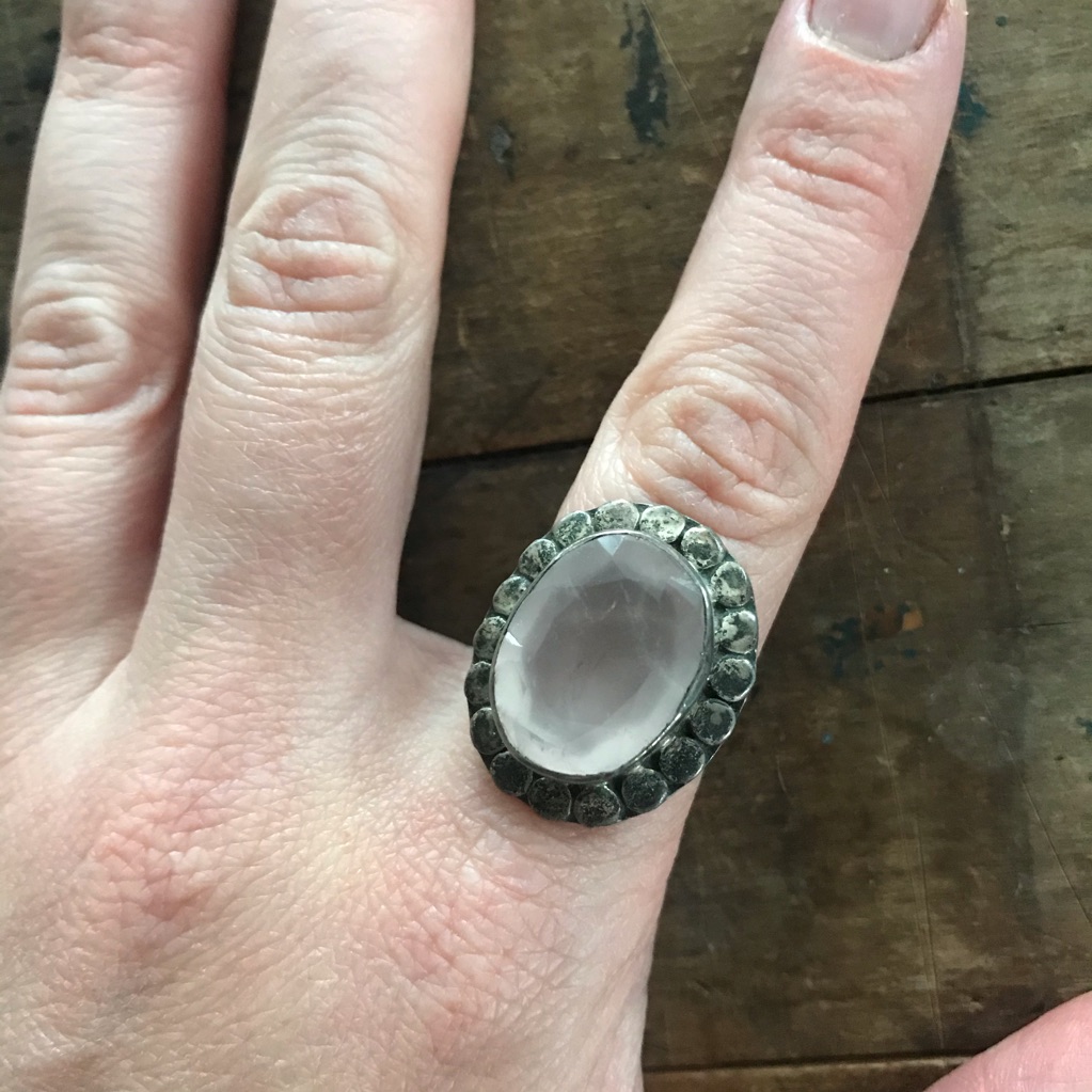 Vintage Silver Ring Quartz